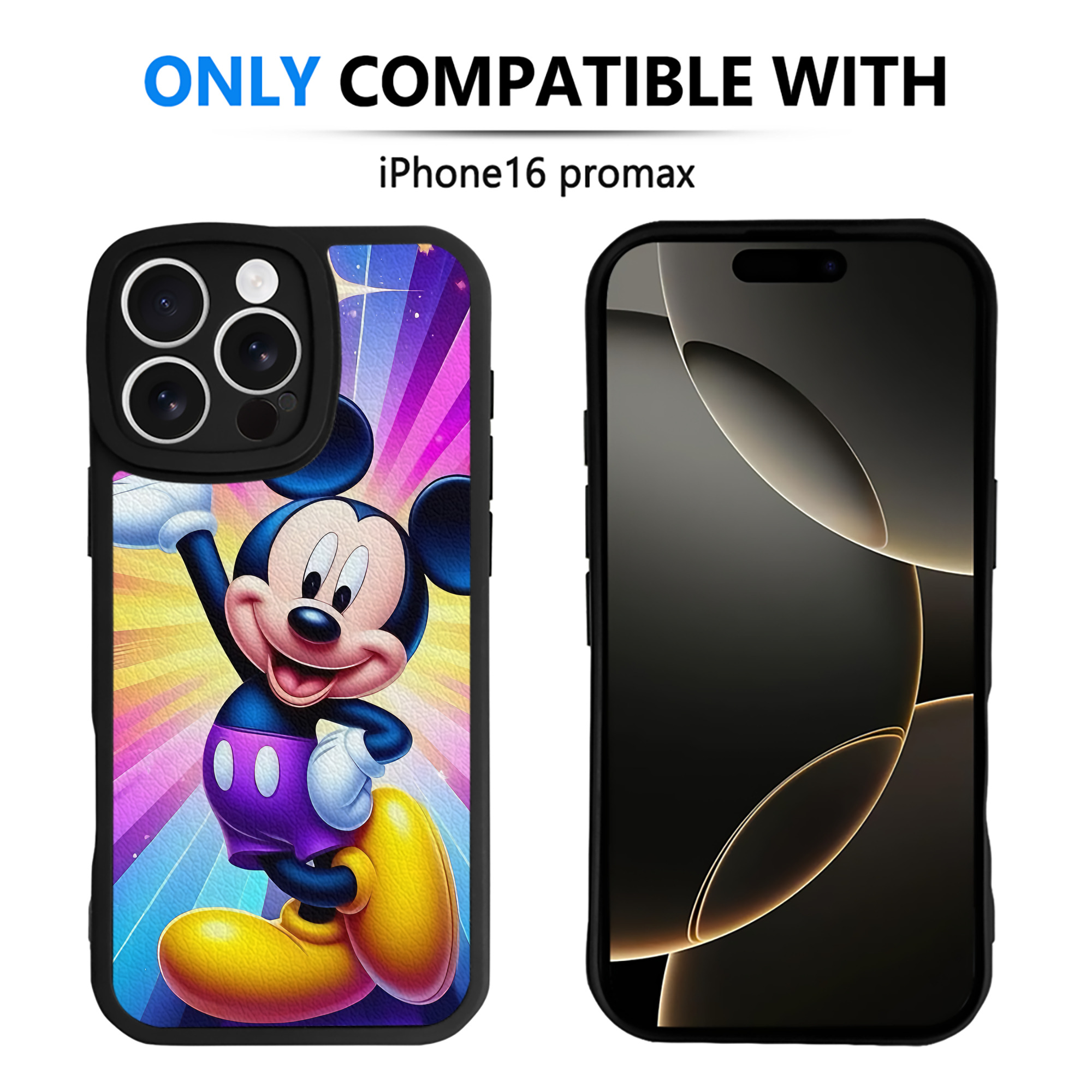 （画像用） ミッキーマウス Mickey Mouse 【iPhone 16シリーズ対応】シリコンスマホケース（レザー調） 材質：シリコン